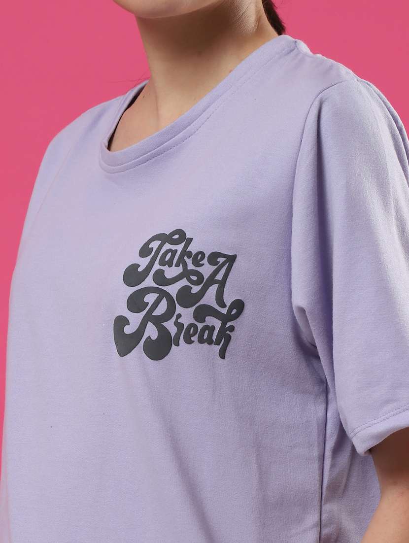 women back print round neck oversized t-shirt - 21370908 -  Standard Image - 4