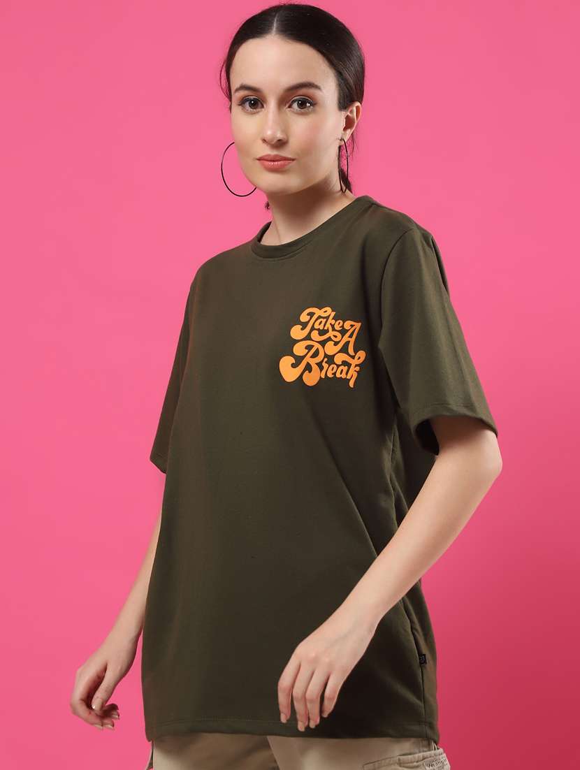 women back print round neck oversized t-shirt - 21370909 -  Standard Image - 1