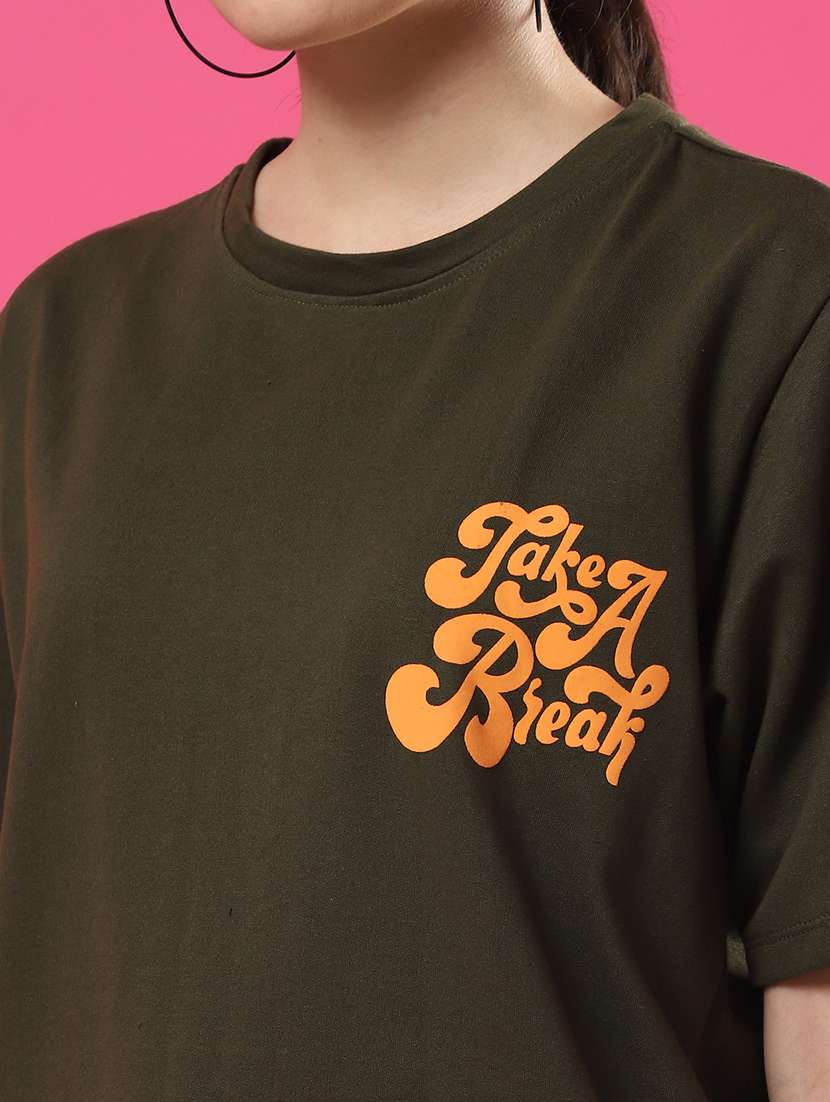 women back print round neck oversized t-shirt - 21370909 -  Standard Image - 4