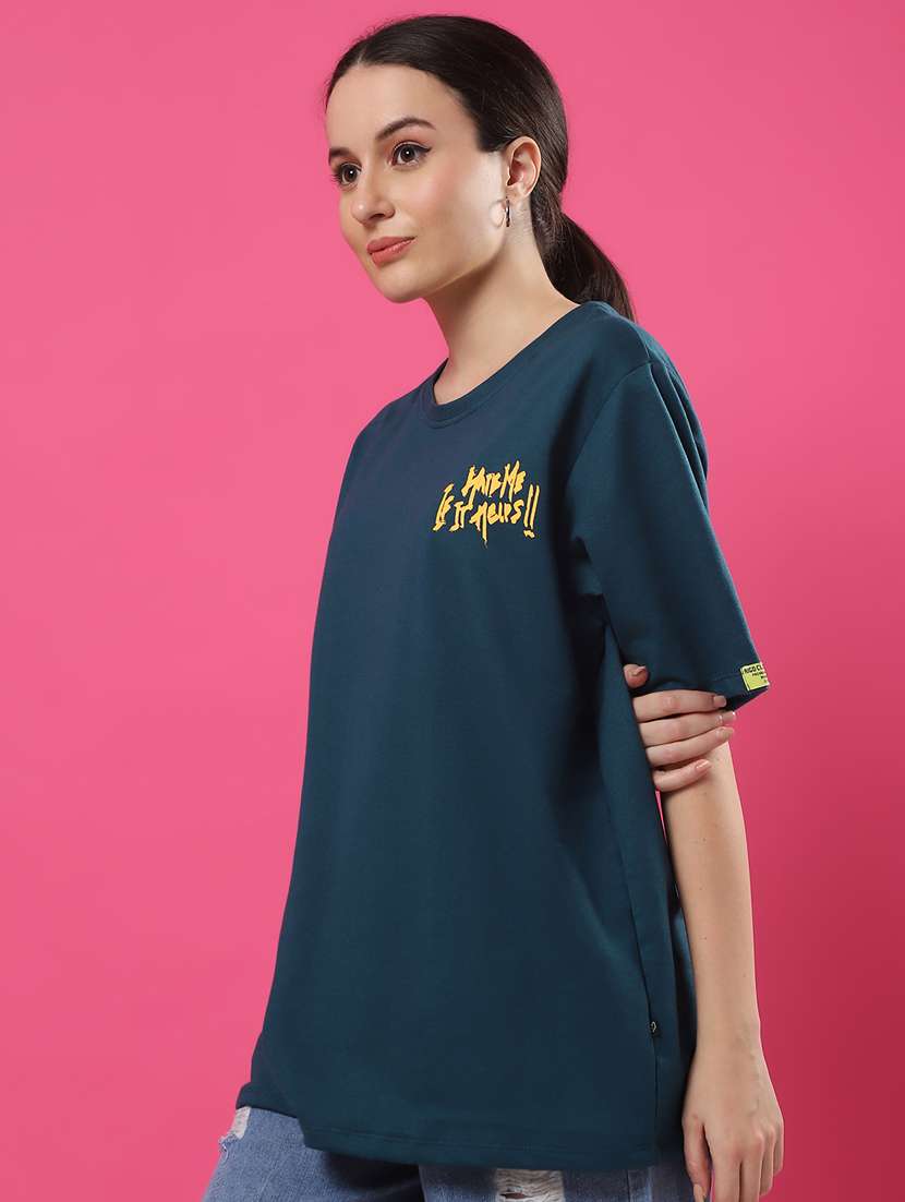 women back print round neck oversized t-shirt - 21370910 -  Standard Image - 1
