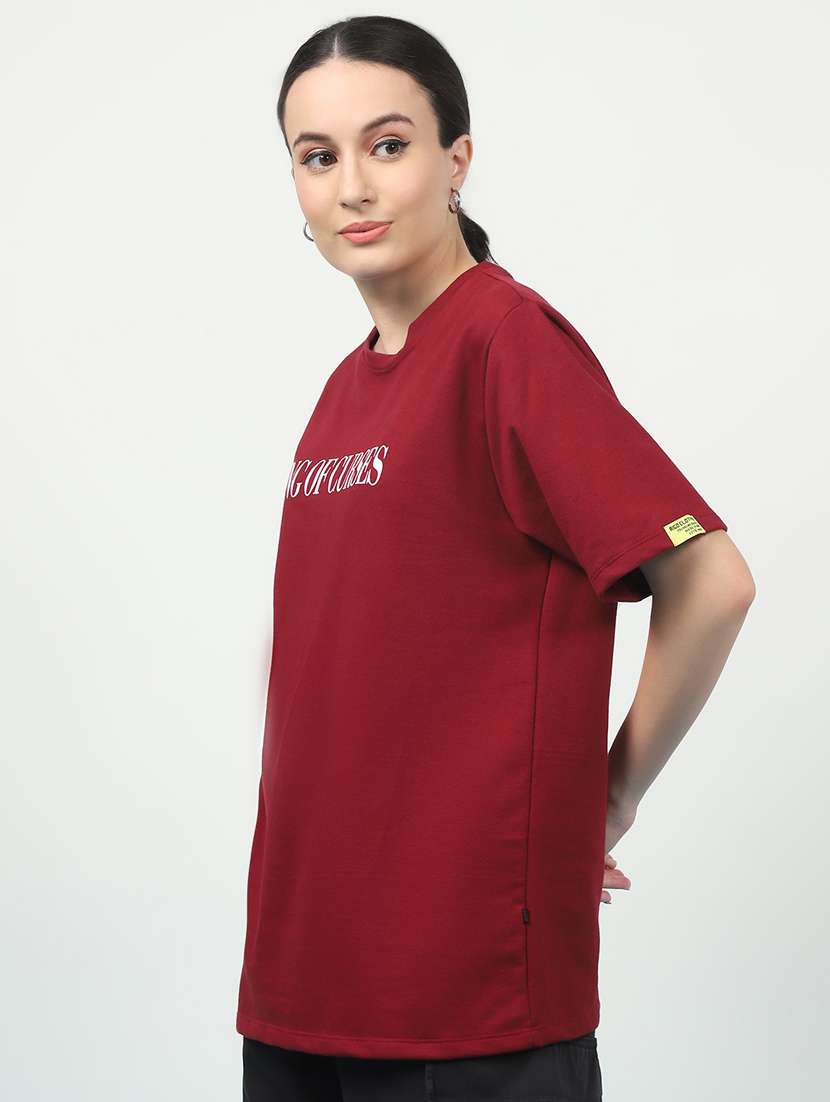 women back print round neck oversized t-shirt - 21370916 -  Standard Image - 1