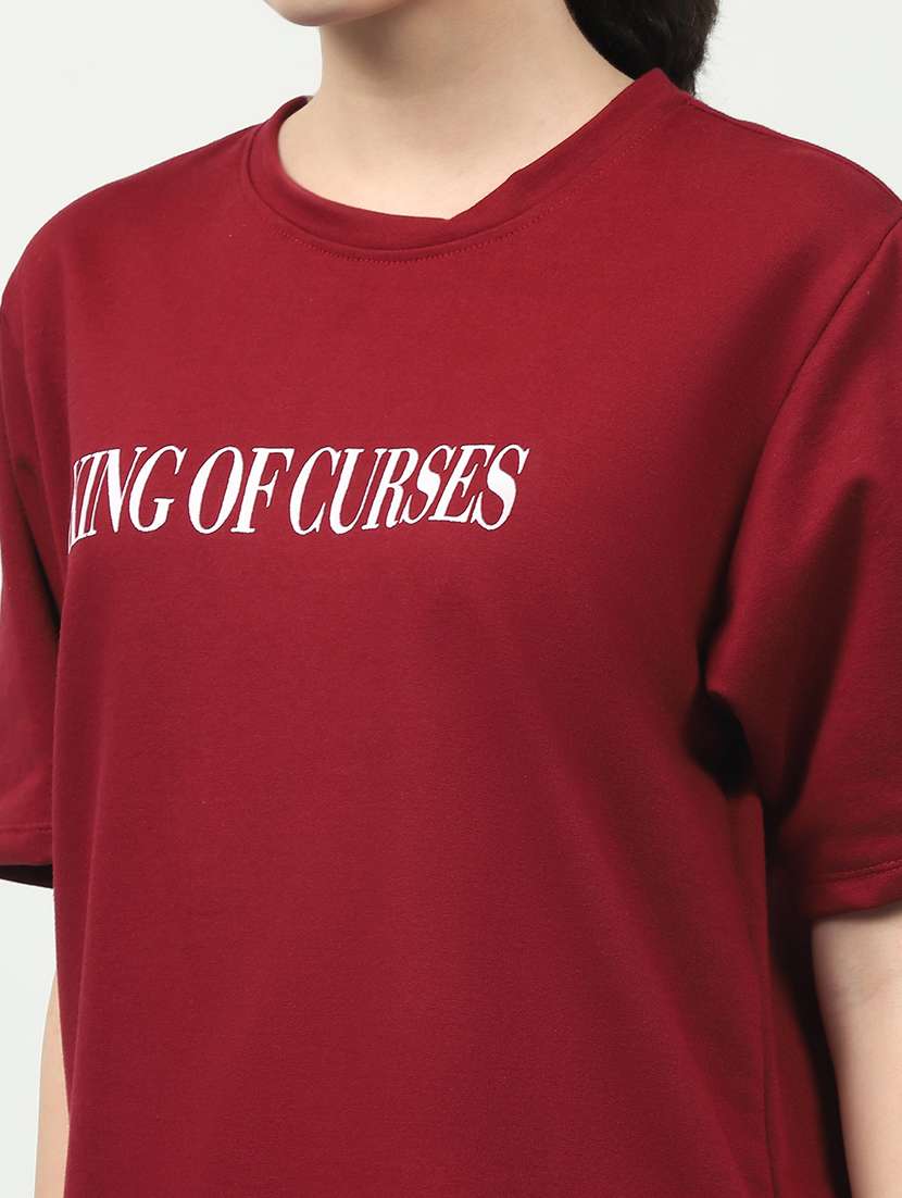 women back print round neck oversized t-shirt - 21370916 -  Standard Image - 4