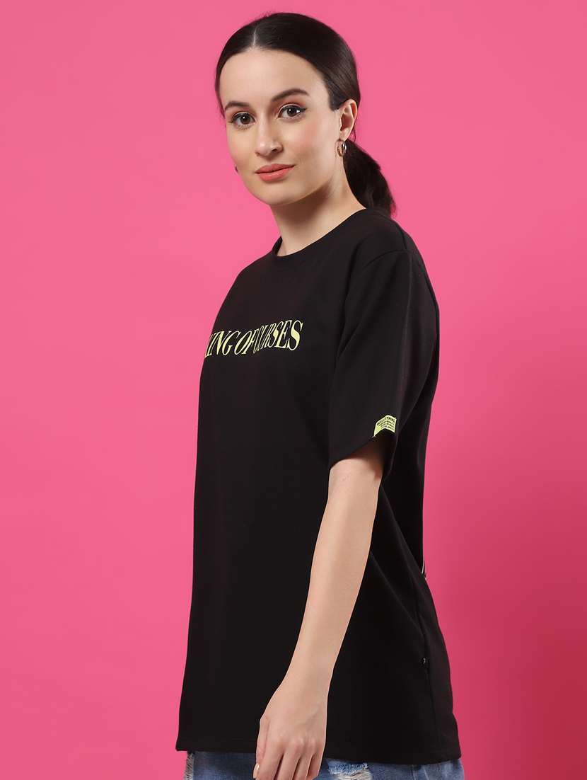 women back print round neck oversized t-shirt - 21370917 -  Standard Image - 1