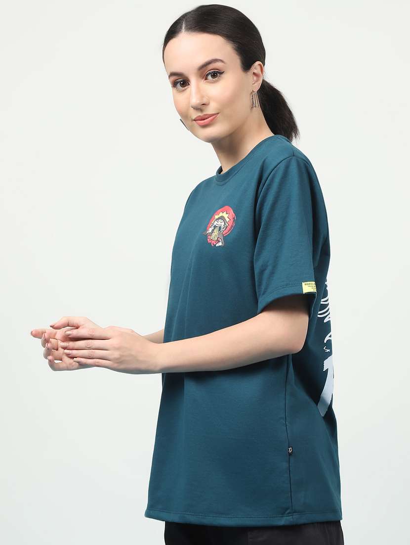 women back print round neck oversized t-shirt - 21370921 -  Standard Image - 1