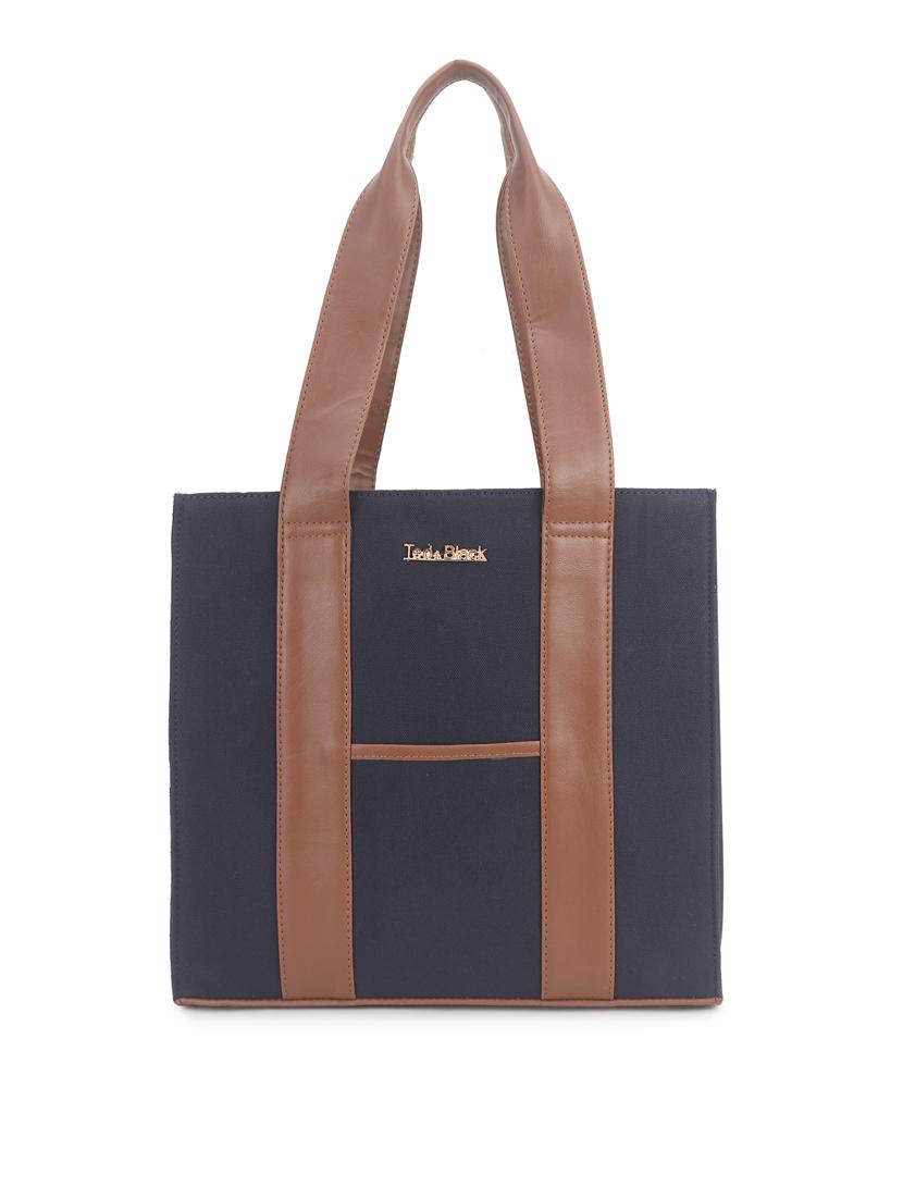 navy blue leatherette (pu) handbag - 21371421 -  Zoom Image - 0