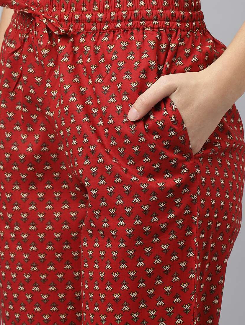 women notch neck printed pyjama nightwear set - 21371662 -  Standard Image - 4