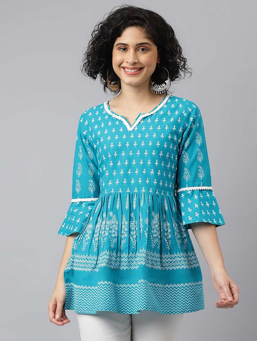 green cotton regular tunic
