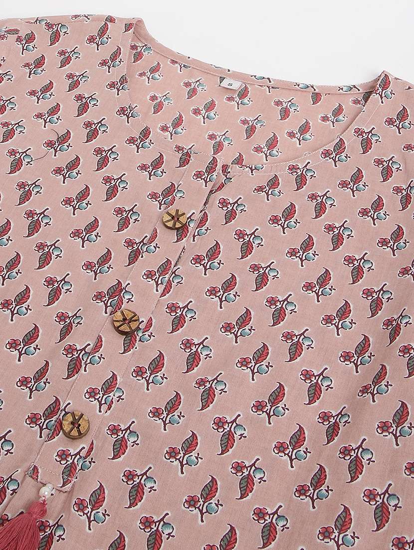 women three quarter sleeve floral printed regular tunic - 21371673 -  Standard Image - 4