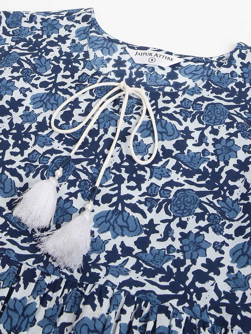 women three quarter sleeve floral printed regular tunic - 21371674 -  Standard Image - 4