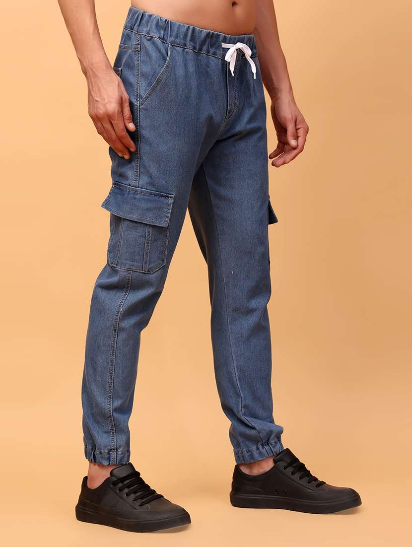 men solid mid rise cargo - 21371710 -  Standard Image - 1