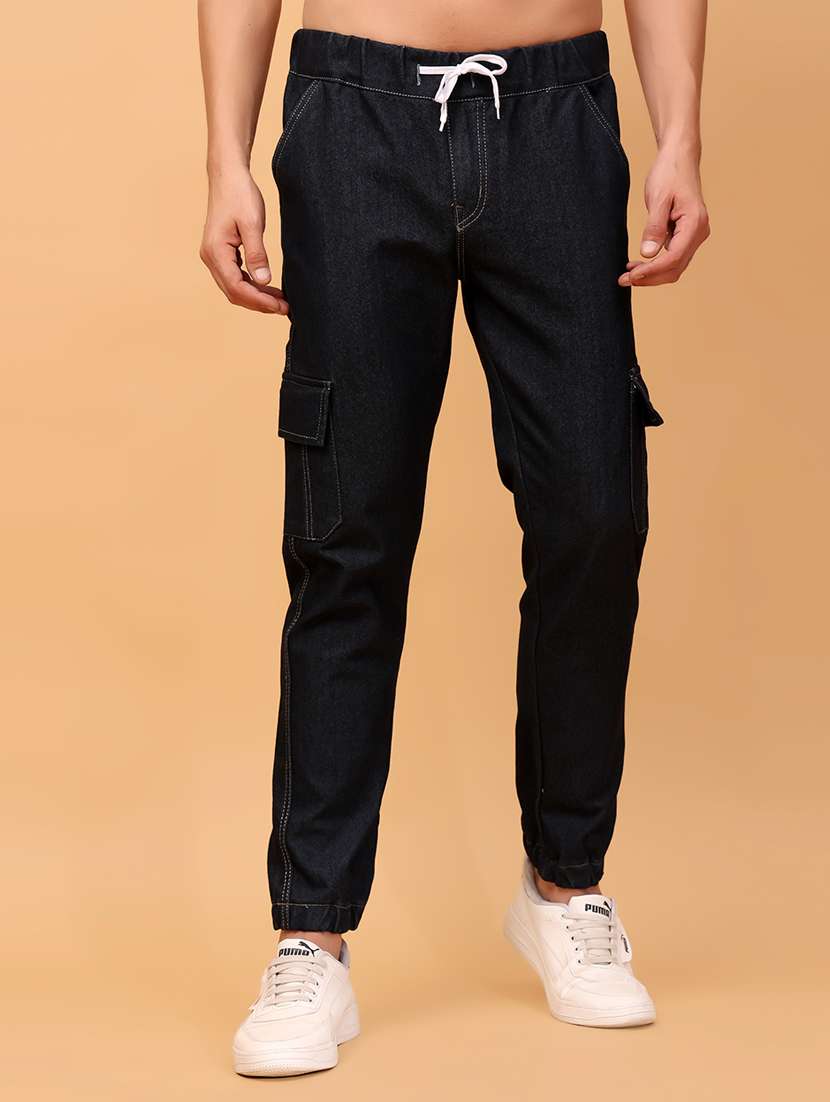 men solid mid rise cargo