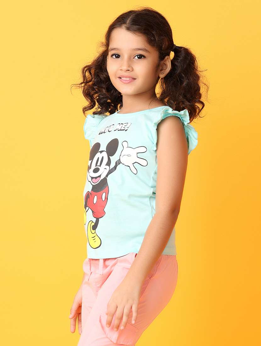 girls front printed round neck tee - 21371933 -  Standard Image - 1