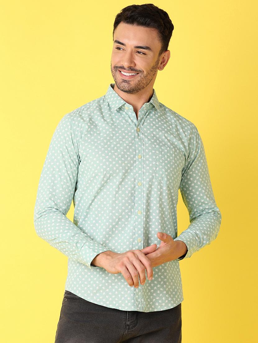 men printed long sleeves casual shirts