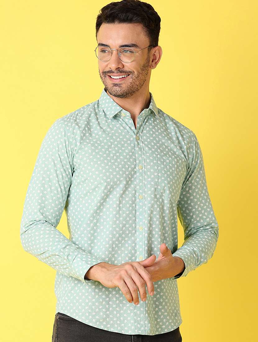 men printed long sleeves casual shirts - 21371938 -  Standard Image - 1