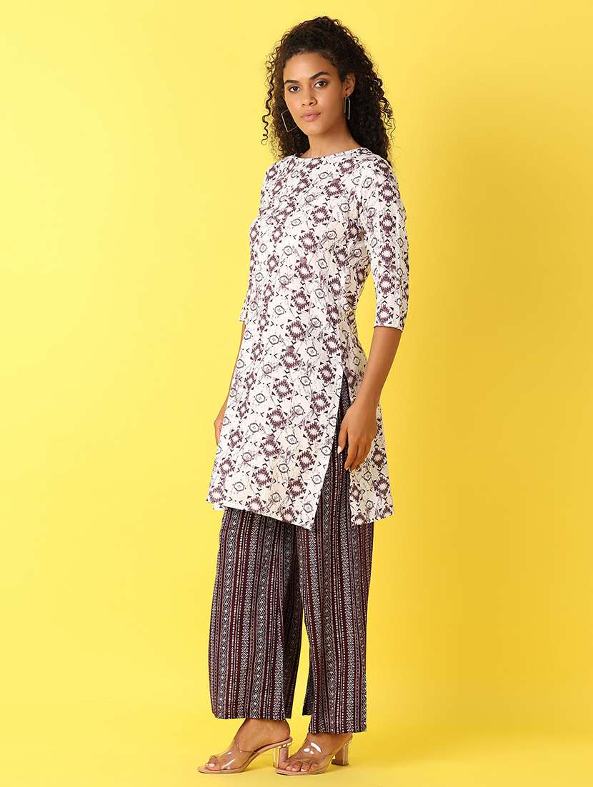 women printed round neck kurta palazzo set  - 21371941 -  Standard Image - 1
