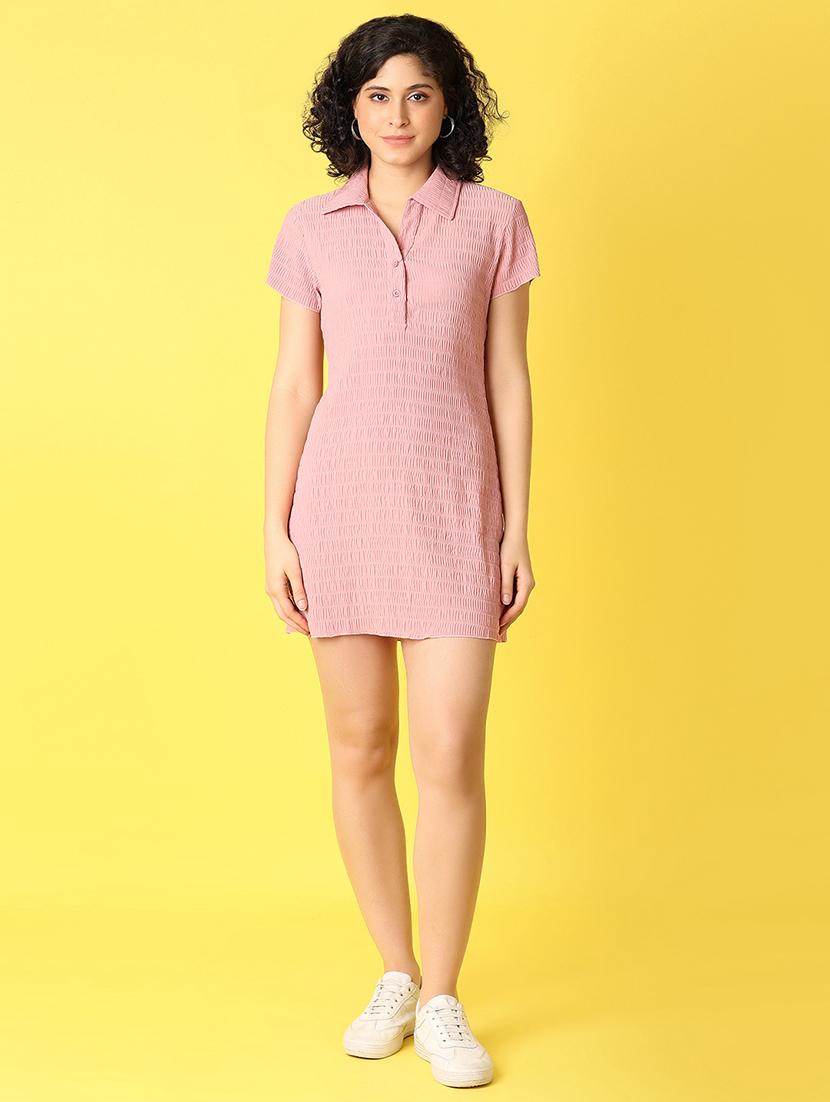 women pink solids t-shirt dress - 21371974 -  Zoom Image - 0