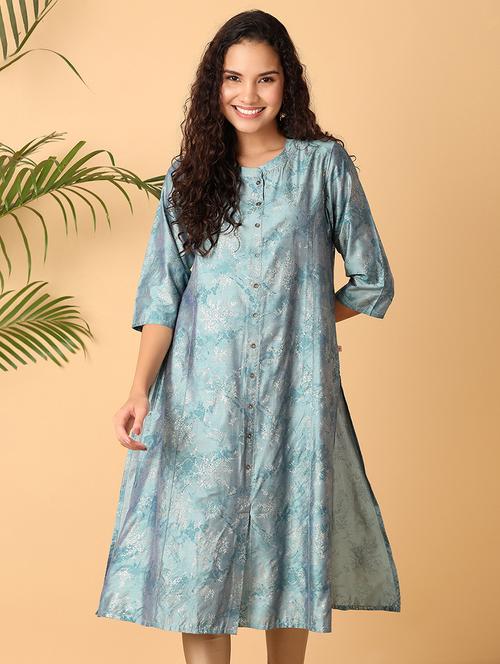women three quarter sleeve a-line kurta - 21371980 -  Standard Image - 0