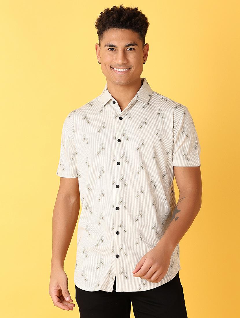 men printed short sleeves casual shirt - 21372027 -  Zoom Image - 0