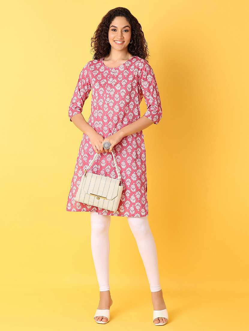 women three quarter sleeve straight kurta - 21372033 -  Standard Image - 4