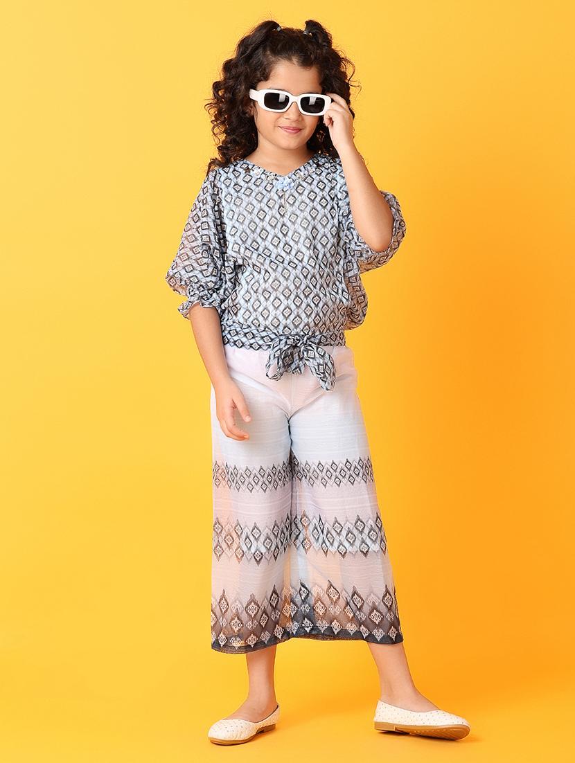 girls printed three quarter sleeves twin set - 21372034 -  Standard Image - 1