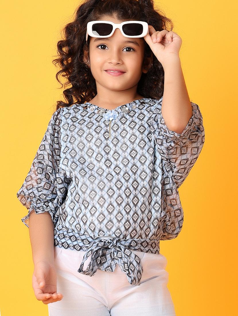 girls printed three quarter sleeves twin set - 21372034 - Standard Image - 4