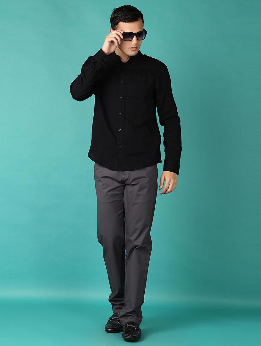 men long sleeves solid casual shirt - 21372213 - Standard Image - 4