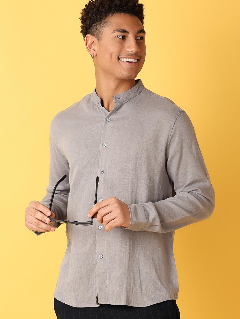 men solid long sleeve casual shirt - 21372215 - Standard Image - 1