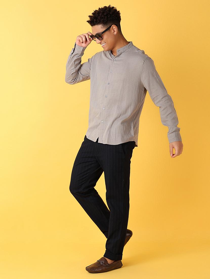men solid long sleeve casual shirt - 21372215 - Standard Image - 4