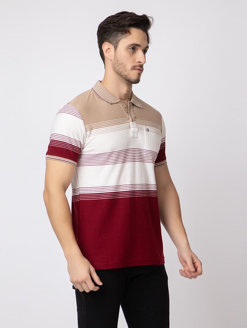 men polo neck color block t-shirt - 21372311 - Standard Image - 1