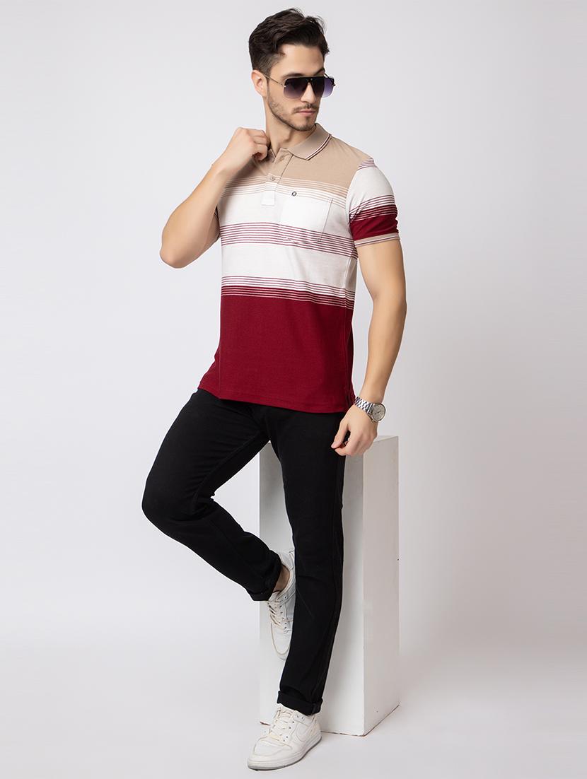 men polo neck color block t-shirt - 21372311 - Standard Image - 4