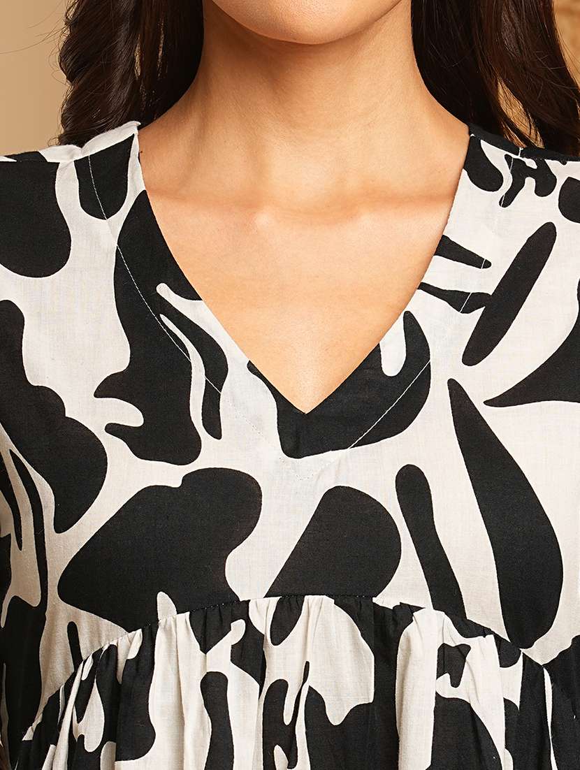 women black printed fit & flare dress - 21374151 -  Standard Image - 4