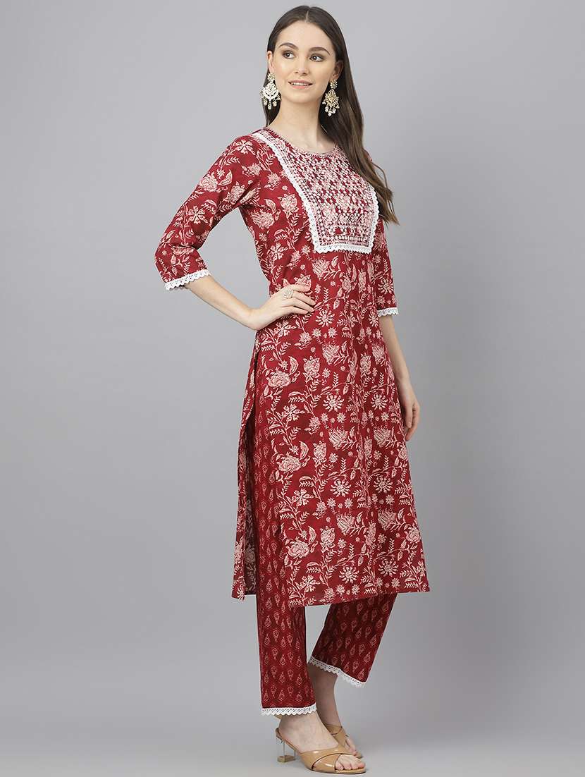 women three quarter sleeve kurta pant with dupatta set - 21374161 -  Standard Image - 1