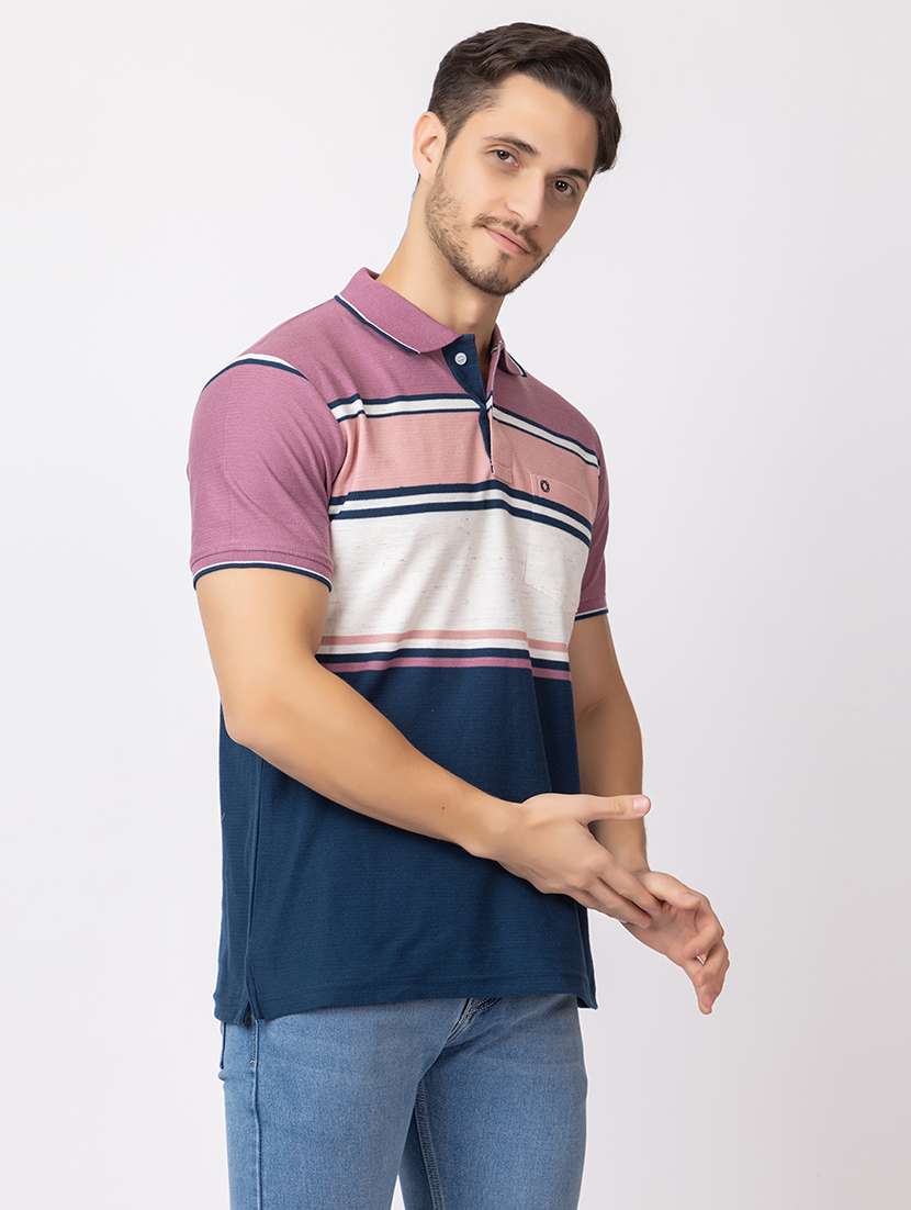 men polo neck color block t-shirt - 21374171 -  Standard Image - 1