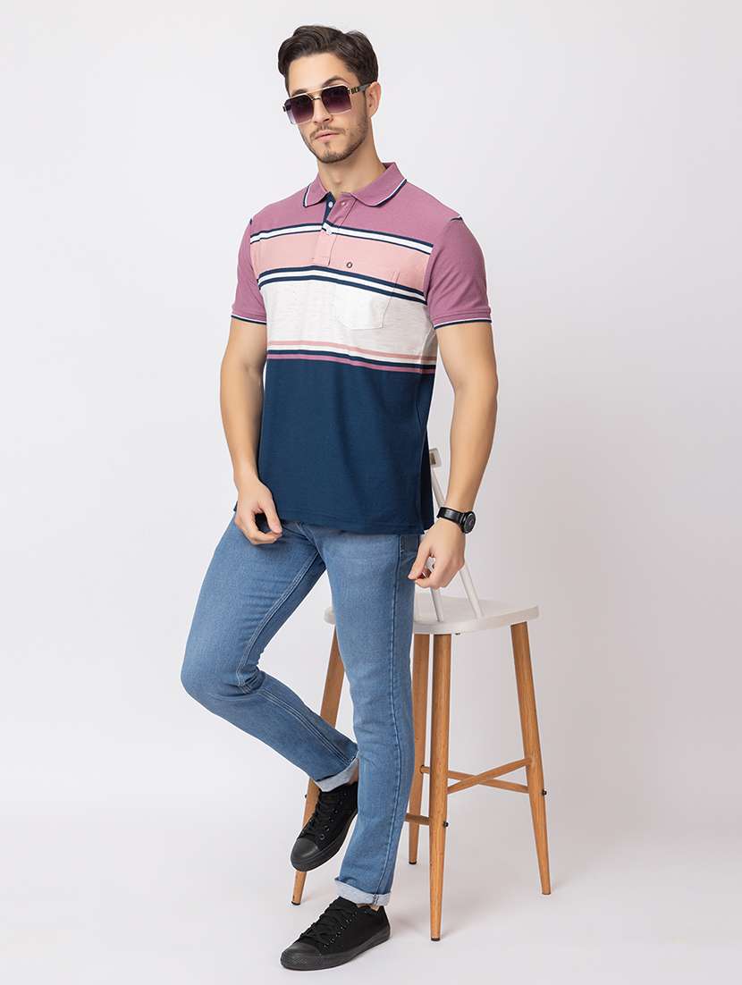 men polo neck color block t-shirt - 21374171 - Standard Image - 4