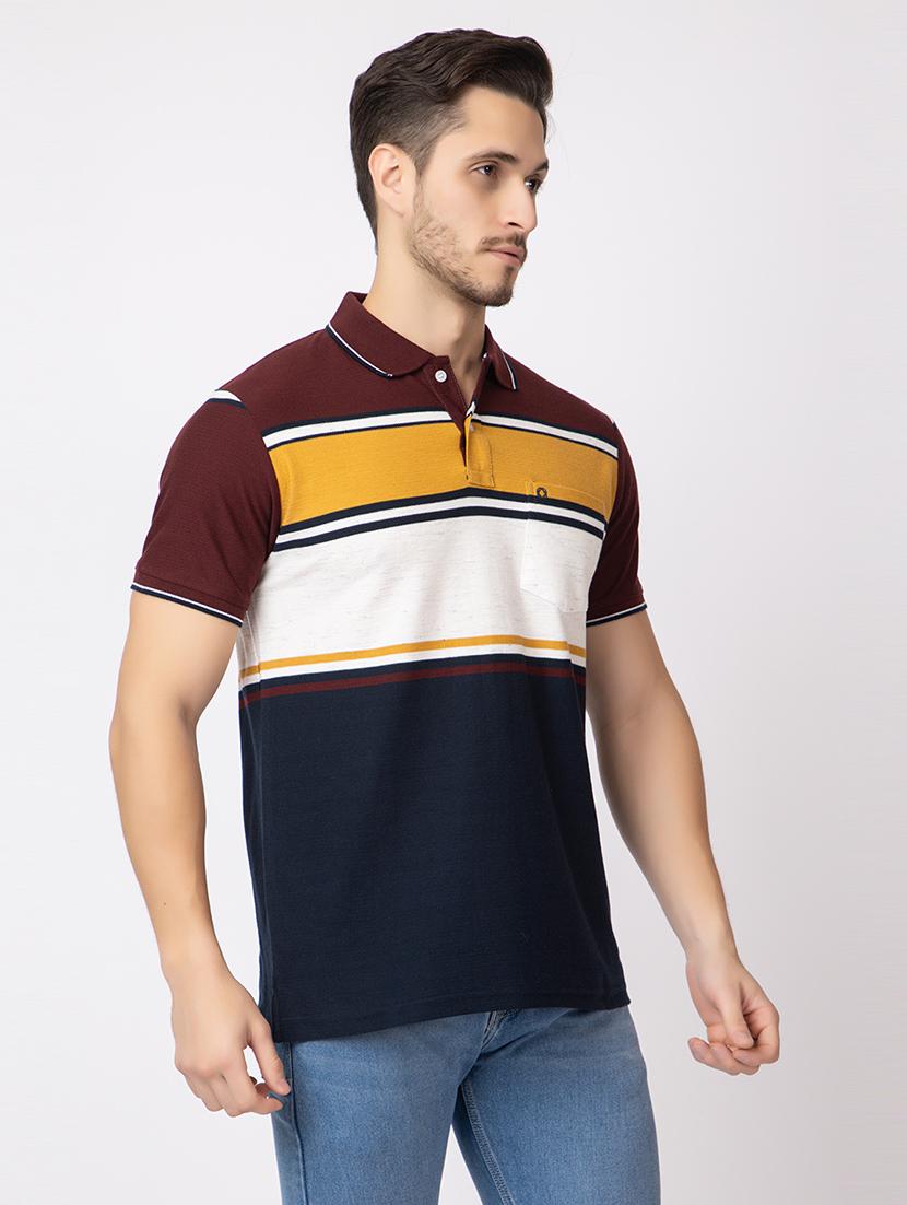 men polo neck color block t-shirt - 21374172 -  Standard Image - 1