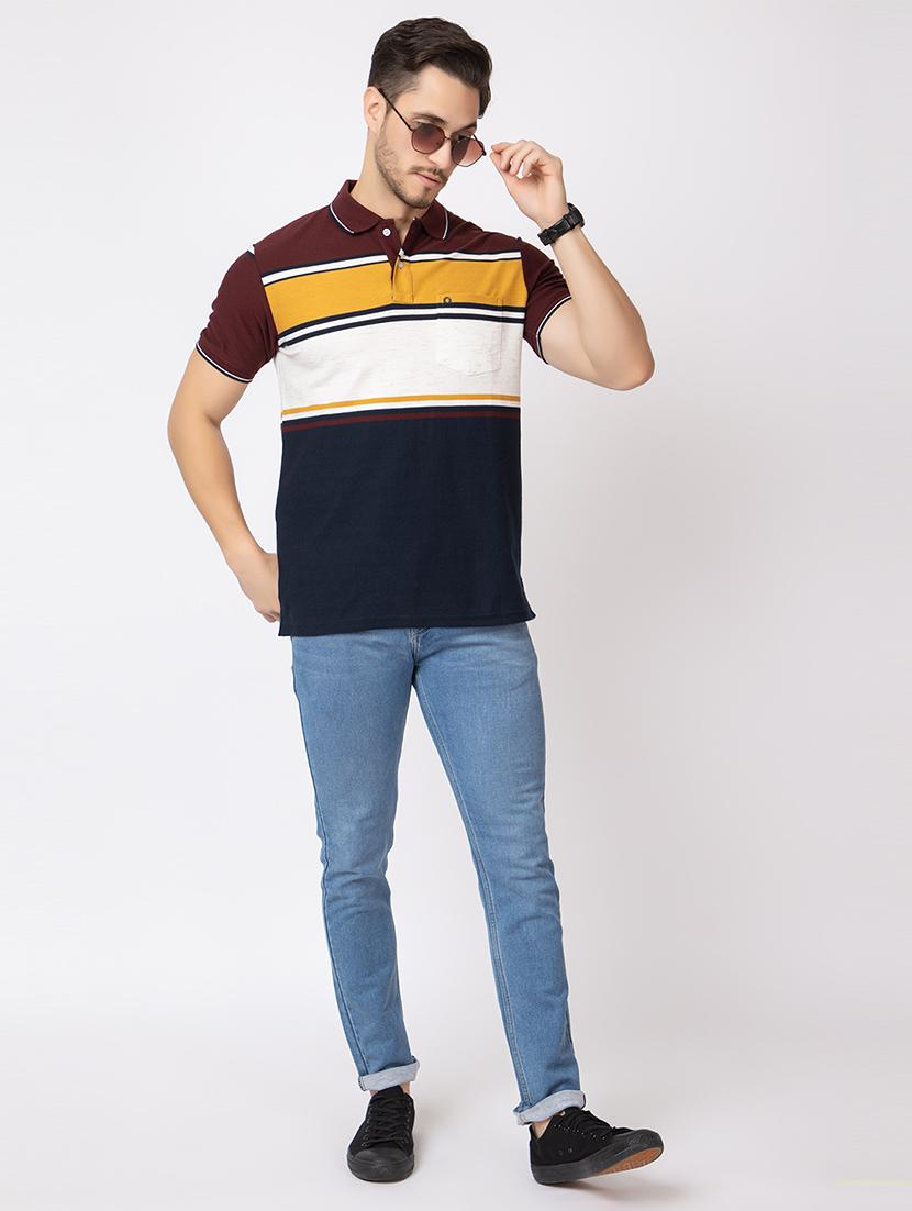 men polo neck color block t-shirt - 21374172 - Standard Image - 4