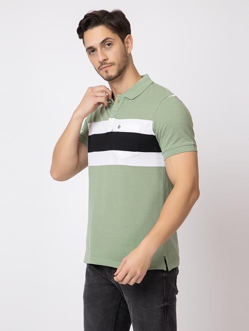 men polo neck color block t-shirt - 21374177 - Standard Image - 0