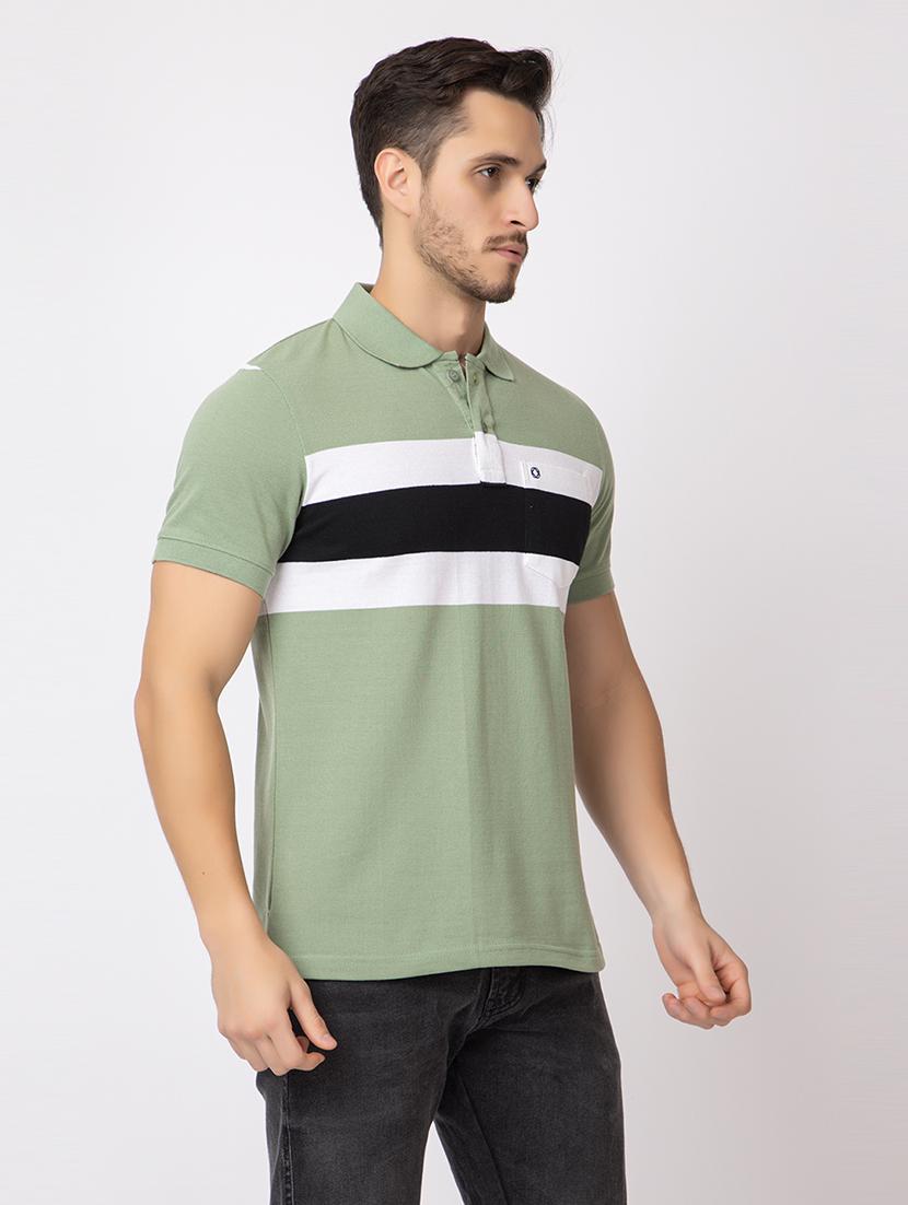 men polo neck color block t-shirt - 21374177 - Standard Image - 1