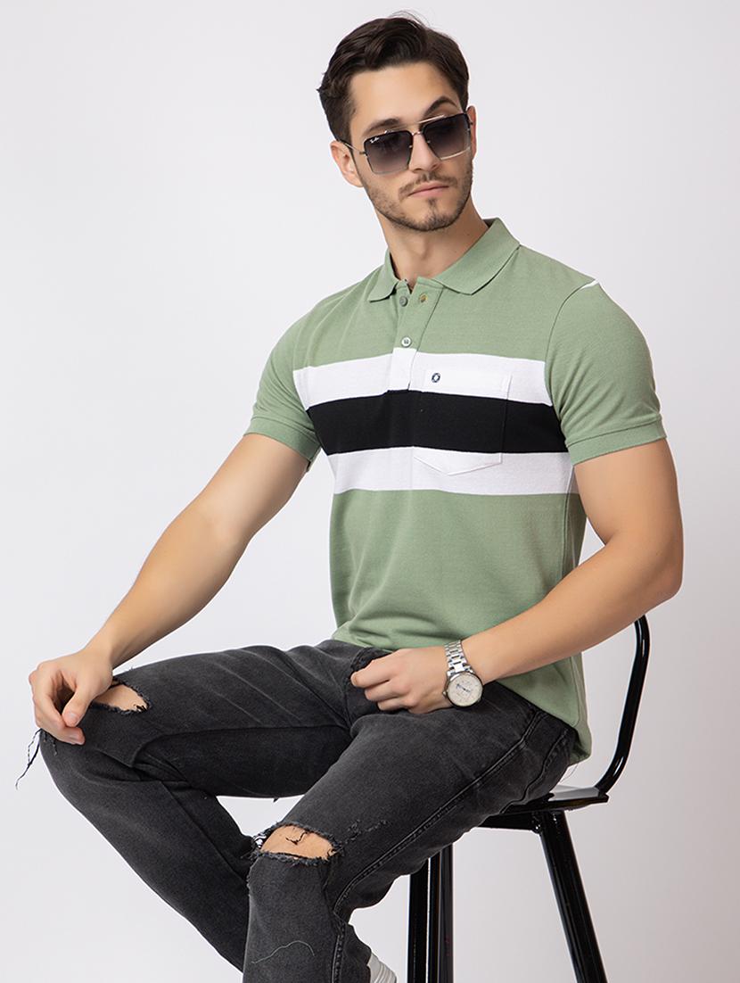 men polo neck color block t-shirt - 21374177 - Standard Image - 4