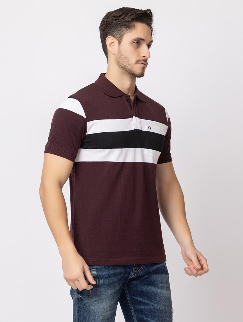 men polo neck color block t-shirt - 21374178 - Standard Image - 1
