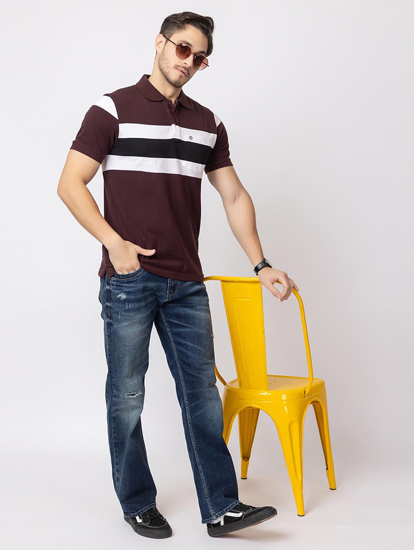 men polo neck color block t-shirt - 21374178 - Standard Image - 4