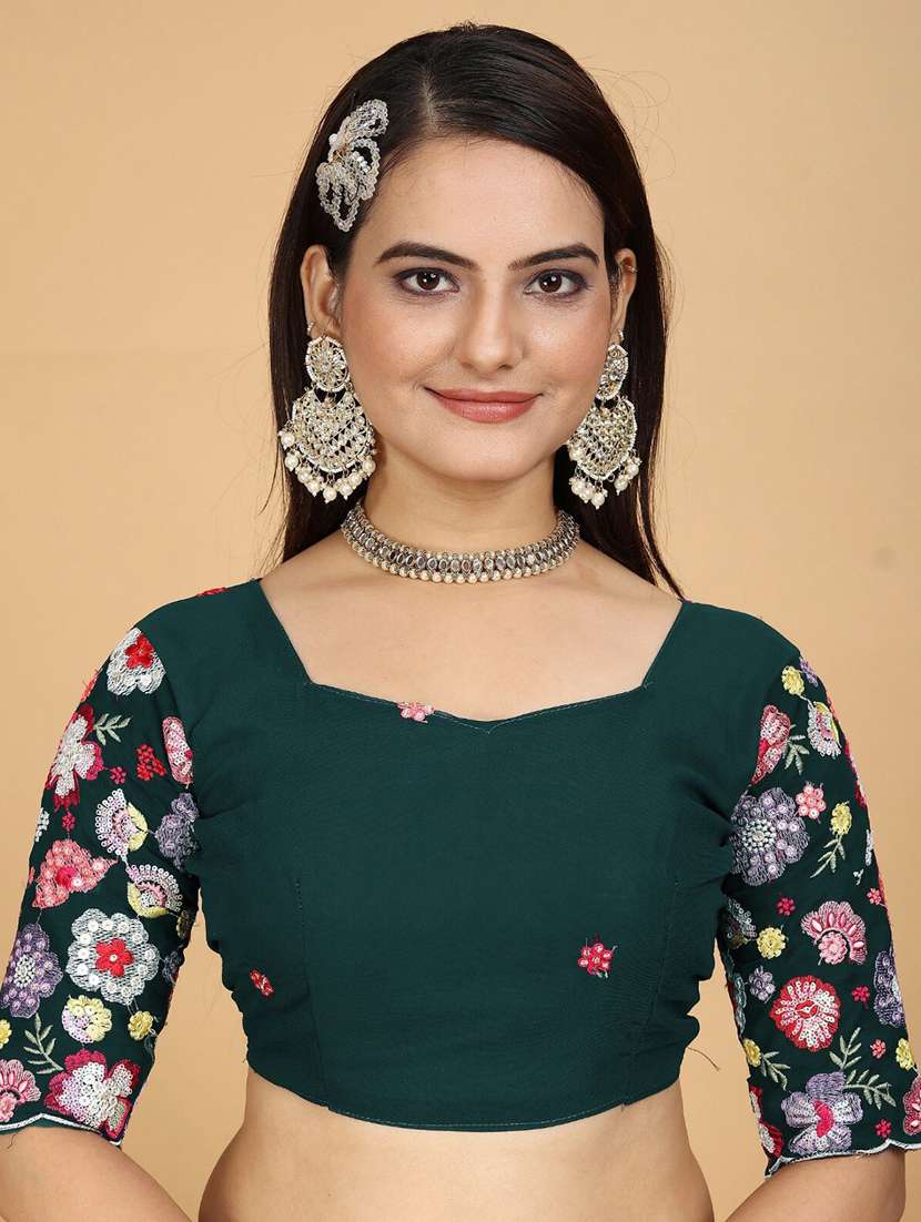 women solid plain saree with blouse - 21374401 -  Standard Image - 4