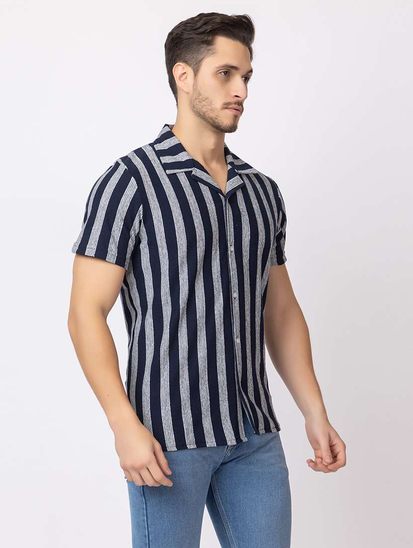men stripes short sleeves casual shirt - 21374409 -  Standard Image - 1