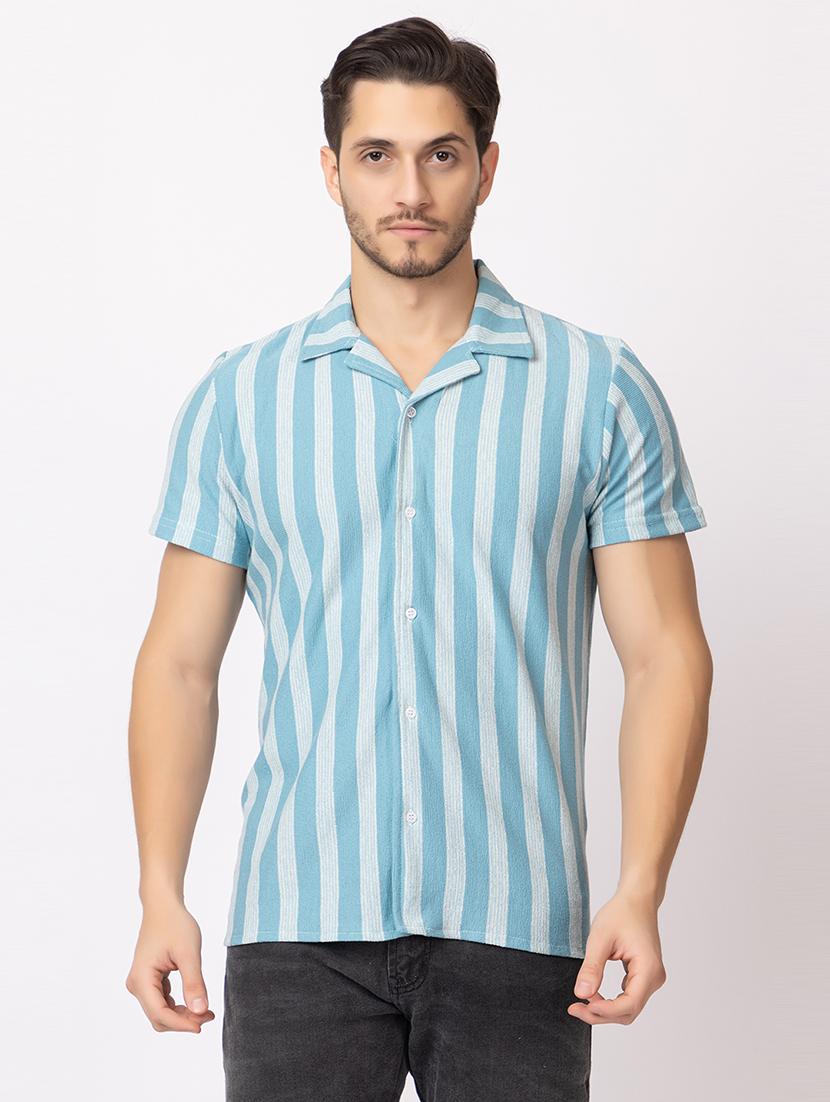 men stripes short sleeves casual shirt - 21374410 -  Standard Image - 1
