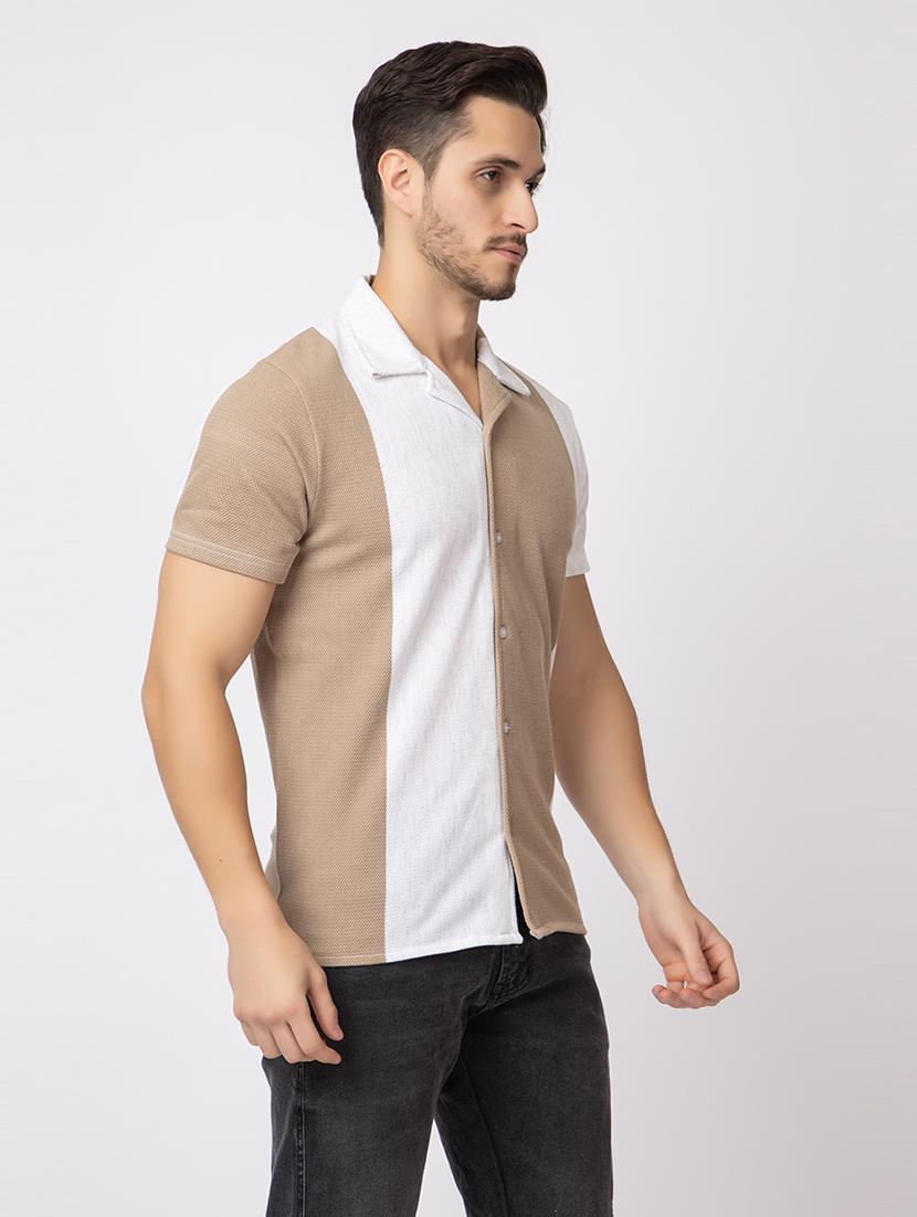 men color block short sleeves casual shirt - 21374415 - Standard Image - 1