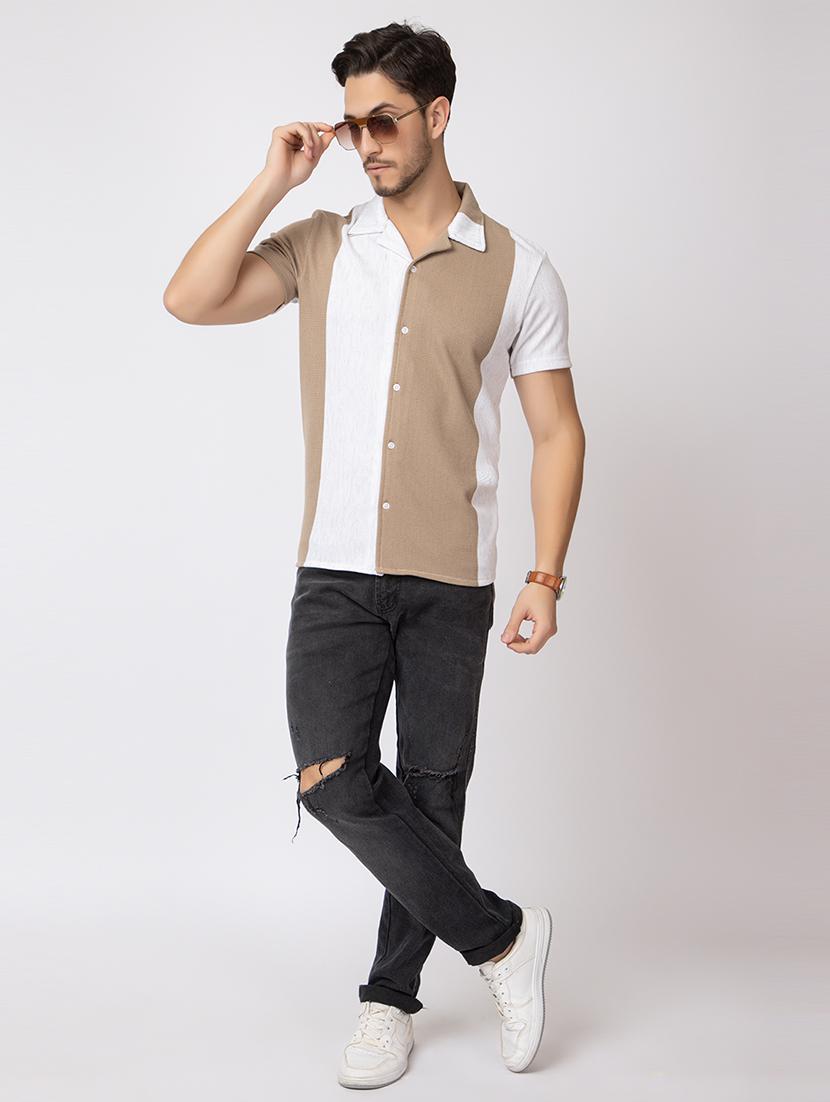 men color block short sleeves casual shirt - 21374415 - Standard Image - 4