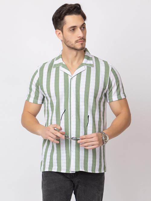 men stripes short sleeves casual shirt - 21374420 - Standard Image - 0