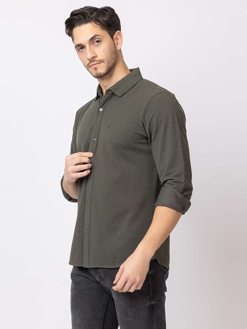 men solids long sleeves casual shirt - 21374426 - Standard Image - 1