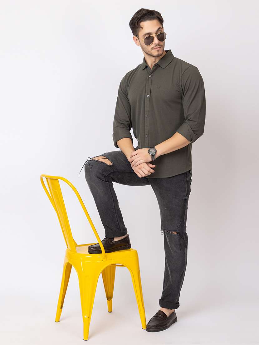 men solids long sleeves casual shirt - 21374426 - Standard Image - 4