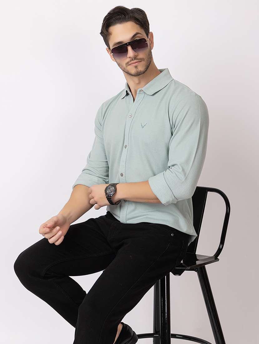 men solids long sleeves casual shirt - 21374427 - Standard Image - 4